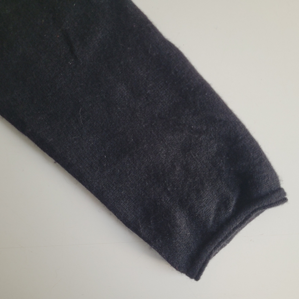 LLBean 100% Cashmere Zip Up Cardigan Crew Neck Sweater Black Womens Medium - Picture 5 of 6